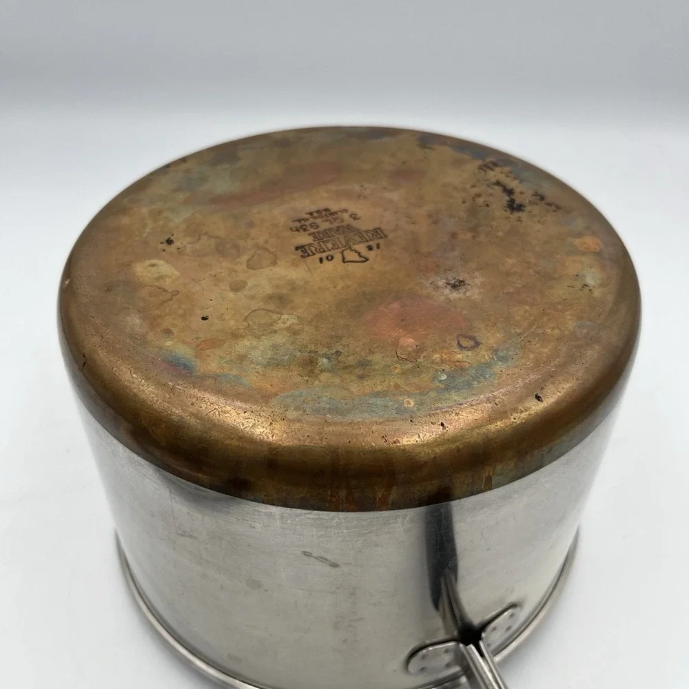 REVERE WARE 3 Qt Saucepan & Lid Copper Bottom Clinton ILL USA VINTAGE